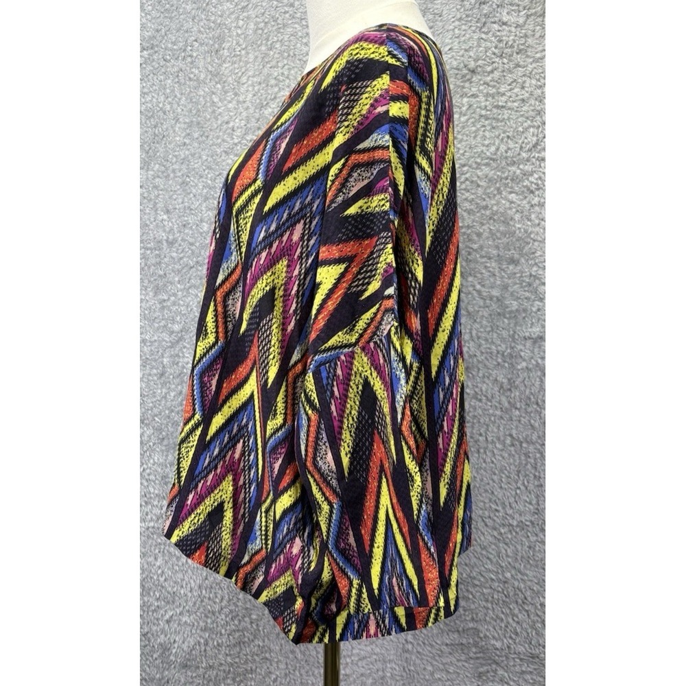 Missoni Womens Top Silk Abstract Multicolor Zig Zag Medium Luxury Boxy Oversized - Picture 2 of 13